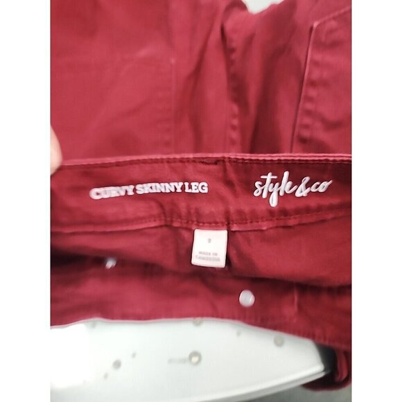 Style & Co Jeans Burgundy Curvy-Fit Skinny Stretch Mid-rise Women's 8 - Picture 5 of 8